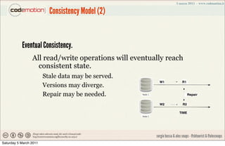Consistency Model (2)


           Eventual Consistency.
                 All read/write operations will eventually reach
...