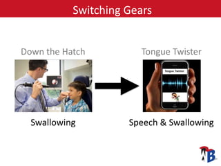 Switching Gears
Down the Hatch Tongue Twister
Swallowing Speech & Swallowing
 