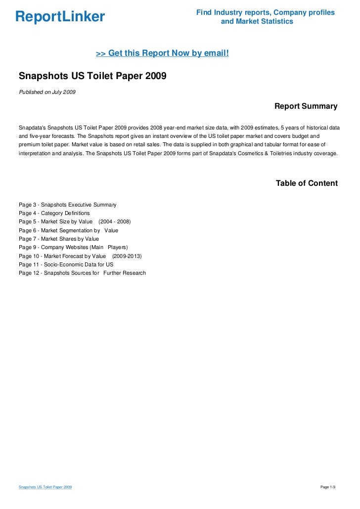 Snapshots US Toilet Paper 2009