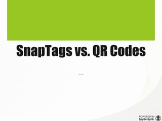 SnapTags vs. QR Codes
          …




                   POWERED BY
                   SpyderLynk
 