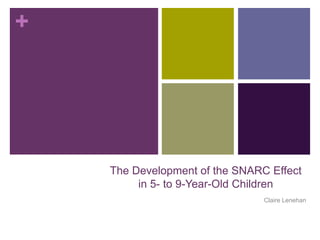 +

The Development of the SNARC Effect
in 5- to 9-Year-Old Children
Claire Lenehan

 