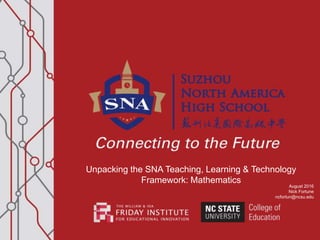 Unpacking the SNA Teaching, Learning & Technology
Framework: Mathematics
August 2016
Nick Fortune
ncfortun@ncsu.edu
 