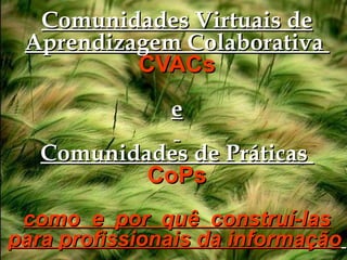 Comunidades Virtuais de Aprendizagem Colaborativa  CVACs e   Comunidades de Práticas  CoPs como  e  por  quê  construí-las para profissionais da informação   
