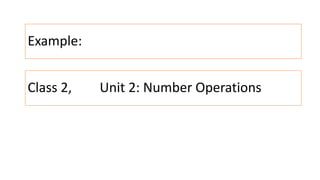 Class 2, Unit 2: Number Operations
Example:
 