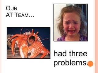 OUR
AT TEAM…




           had three
           problems.
 