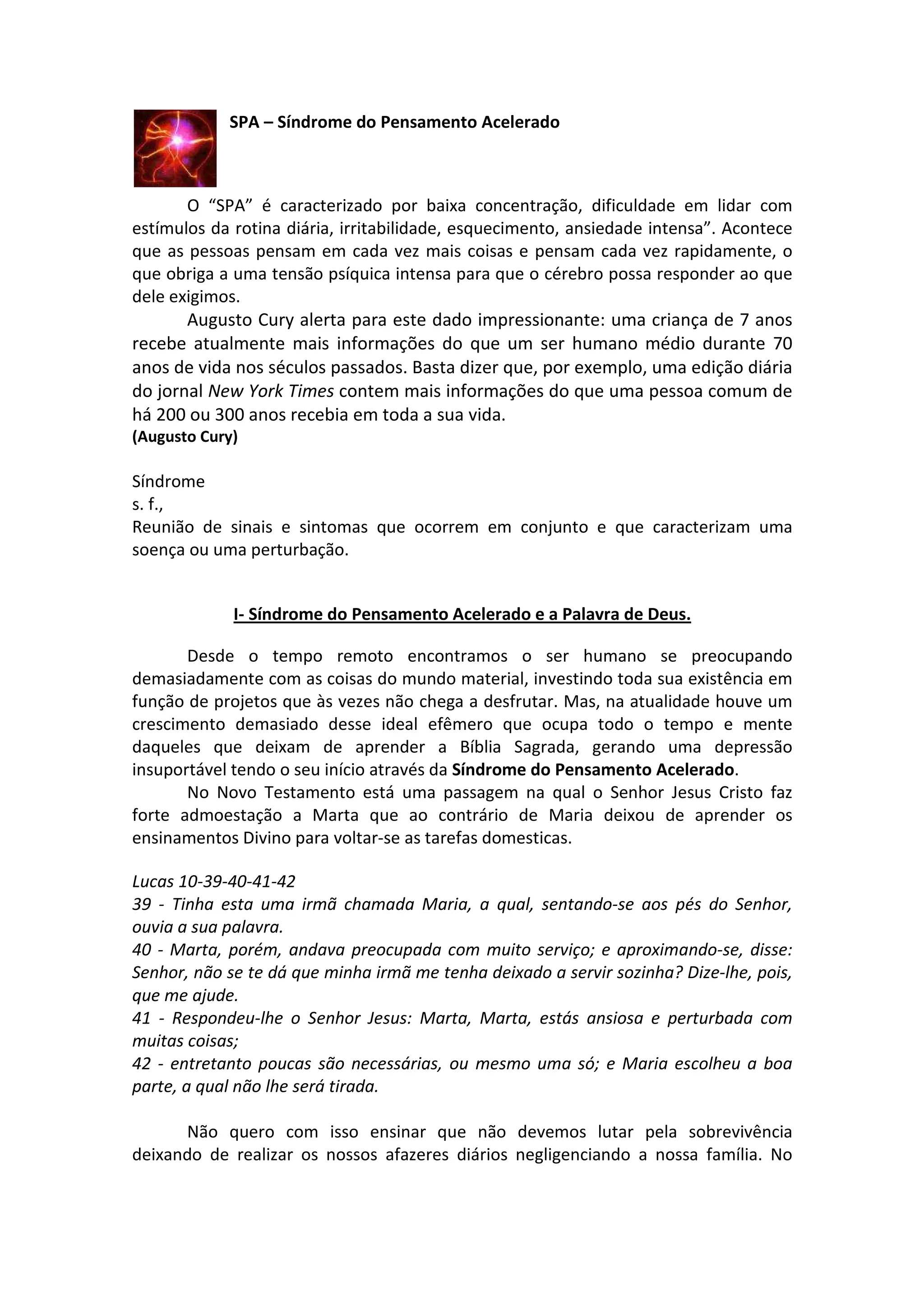 SíNdrome Do Pensamento Acelerado