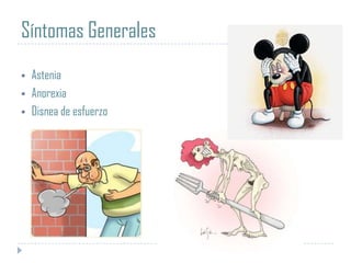 Síntomas Generales





Astenia
Anorexia
Disnea de esfuerzo

 