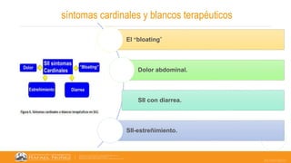 22/05/2023
síntomas cardinales y blancos terapéuticos
El “bloating”
Dolor abdominal.
SII con diarrea.
SII-estreñimiento.
 