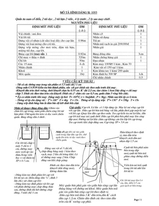 MÔ TẢ HÌNH DẮNG Sl: 1053
Quẩn âunam cổ điển, 2 túi dọc, 2 túihâu 2 viền, 4 ly trước, 2 ly sau may chiết.
NG1UYẾN PHỤ LIỆU
ĐỊNH MÚC PHÙ LIỆU ĐM
( ch )
ĐỊNH MÚC PHÙ LIỆU ĐM
LchJ_
Vải chính : uni đen Nhãn cỡ 1
Vải lót túi Nhãn sử dụng 1
Dựng vải có nhựa (cắt sẵn) loại dầy cho cạp lần 0.96m Túi pe 1
Dựng vải loại mỏng cho coi túi. Nhãn mã vạch in giá 209.000đ 1
Dựng xốp mỏng cho moi trên, đệm túi hậu,
miệng túi dọc, cạp lót.
Nhãn giá 1
Băng cap lót (may sẵn ) 0.92m Băng đóng dấu 3cm
Chỉ may + thùa + đính 320m Nhãn chống hàng giả 1
Chỉ lót 5Om Đạn nhựa 1
Cúc 15 mm 4 ch Kim may 100SP/ 1 kim , Kim 70
Nhãn chính 1 Kim vắt sổ 150 sp/ 1 kim
Khoá 1 Kim khâu tay 1 kim/ 200 quần
Móc quần lbộ Kim đính bọ 300 SP lch
Chỉ nhãn chính 0.5
* YẾU CÂU KỸ THUÂT :
- Tấtcả các đườngm ay trong sản phẩm có 5 .5 m ũi c h ỉ/1 cm
-D ùng mâu C ATO N kiểm tra bán thànhphẩm, sửa cắtg ọ t chính xác theo mẫu trướck h im ay.
-K huyếtđầu tròn đuôi vuông, đuôikhuyết chặn bọ 0.55 cm. K / dài2.2 cm, dao chán 1.6cm D ây dóng = chỉm ay
chập 3. Đ íah cúc theo tâm tròn của khuyết. Đ ính c ú c // chân cúc cao 0,3 cm, quấn chân 3 vòng bền chắc.
* É p co nhẫn trước k h im ay (bằng m áy ép h ơ i T= 1 6 5 C t = 3m /phút, P = 3kg). N hãn sau k h i ép co 0.4cm .
-T h ô n g số ép ch o d ụ n g vả i: T0= 1600 F = 4kg T= 15s. Thôngsốểpdụngxốp: T°= 1300 F = 35kg T = 15s
- D ụngxốp dính bằng bàn là đảm bảo độ k ế t dính bền chặt.
Nhãn sử dung+ Băng đóng dấu: Ghim vào
chân ló t cạp trong, nằm giữa chiều, rộng ló t túi
hậuphải. Chữngửa lên trên và đọc xuôi chiều,
quần. Băng đóng dấu. ở dưới.
............................ - 1 ---------------------- i
Can quẩn: Cạprời. L á lần có 1 lớp dựng ép. M ay kê m ísống cạp ló t
với cạp lầ n . Đầu cạp ló t bên trái bằng vảilần, phần đuôigập m ép kê m í
vớiló t cạp. Quay lộn đầu cạp theo mẫu. Tra cạp kiểu tra m ílọ tkhe, đầu
cạp ló t tráim aym ícạnh dưới.Đầu cạp ló tphía bênphảim ay lộn cùng
đắp m oi. Đườngm ílọ tkhe chân cạp không cắn lên lớp ló t cạp trong.
Tra cạp trước kh i chắp đũng sau. Cạp rộng TP= 3.8 cm
MT.
Các ló t tú i chắp =
m áy 5 chỉ to 1
cm, đường m ay
m óc xích áp vào
thân.Xong viền
bọc = vải thiên t
TP = 0.7 cm.
Nhãn cỡgập đôi cài vàogiữa
cạnh trong đắp đầu cạp lót, chữ
ngửa lên trên và đọc xuôi theo
chiều quần.
 Đ ũng sau vắtsổ 3 ch ỉrời,
chắp đũng bằng m áy 1 kim theo
vạch, m ay 2 lần ch ỉtrùng khít. Là
rẽ đường m ay sang 2 bên. Chắp
đũng sau k h i chắp giảng.
Đ ính cúc theo tâm đầu tròn
khuyết (khi đóng m oi),
không thẾấn lần.
- D ùng kim tay đính ghim ló t cạp với
ló t túi tại các điểm đáng dấu. “x ”, đính 3
lần chỉ.( sát chân cạp lót)
- D ùng kim tay đính ghim vắtló t cạp
vớiphần đườngm ay chắp đũng thân
sau, đường đính dàih ết đường chắp
đũng, 3 m ũi c h ỉ/1 cm
M óc quần bên p h ả igắn vào giữa bản rộng cạp lẩn
thẳng hàng với đường m íkh o á . M óc quần bên trái
gắn vào giữa bản rộng cạp ló t theo định vị.
Đ ầu cạp bên trái thùa 1 K đầu tròn,đầu K cách
đầu cạp 1 .2 cấ . Chấm dấu đính cúc theo tâm đầu
tròn của K xuống cạp phải.
Thùa khuyết theo định
vị, tâm đầu tròn
khuyếtcách đầu m ỏ
nhọn đấp 1.5 cm
Cạnh túi bên phảinằm
bên trong đấp
m oi,cạnh tú i bên trái
ghim cùng đường diễu
m oi.
Viền kín m ítráicạnh
trong ló t tú inhỏ lên
ló t túi to
Cáclót túimaylộn 0.4
cm, lộn, diễu 0.5 cm
gọn sạch sơ bên trong.
Page I1
 