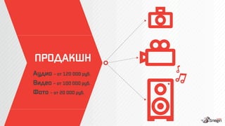 ПРОДАКШН

Аудио – от 120 000 руб.
Видео – от 100 000 руб.
Фото – от 20 000 руб.

 