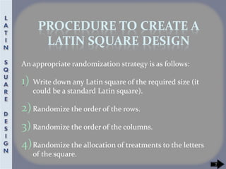 Snehal latin square design (rm seminaar) | PPTX