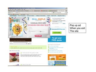 Pop up ad
When you exit
The site
 