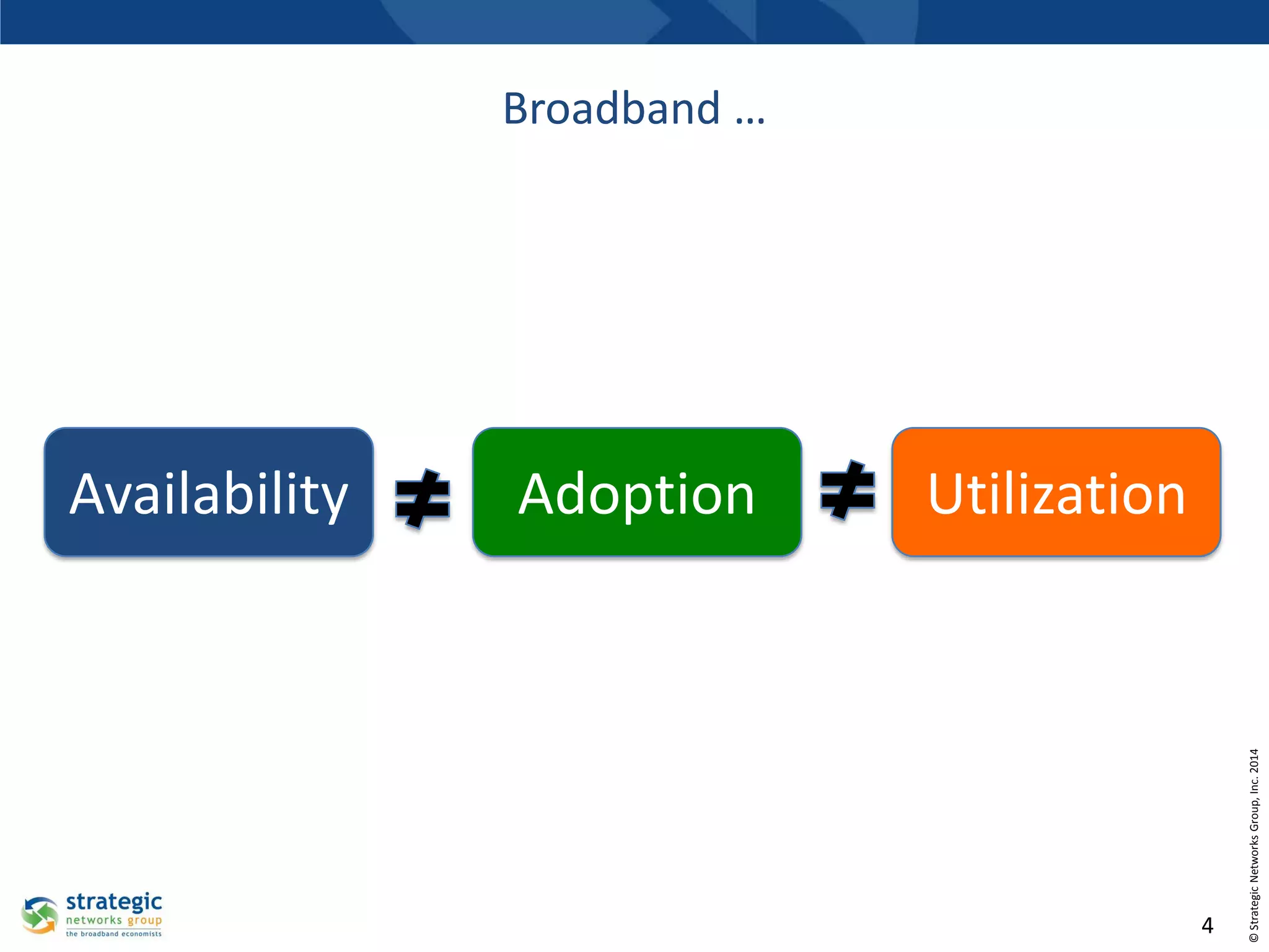 Broadband …

Adoption

Utilization

4

© Strategic Networks Group, Inc. 2014

Availability

 