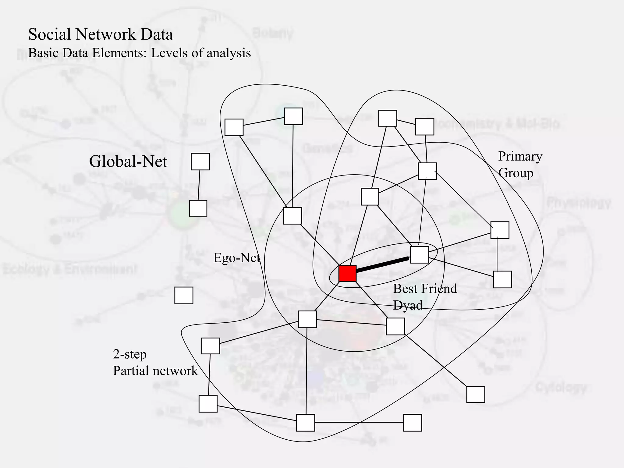 Ego-Net
Global-Net
Best Friend
Dyad
Primary
Group
Social Network Data
Basic Data Elements: Levels of analysis
2-step
Partial network
 