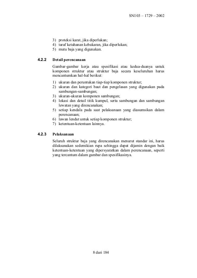 SNI 03 - 1729 - 2002 TATA CARA PERENCANAAN STRUKTUR BAJA 