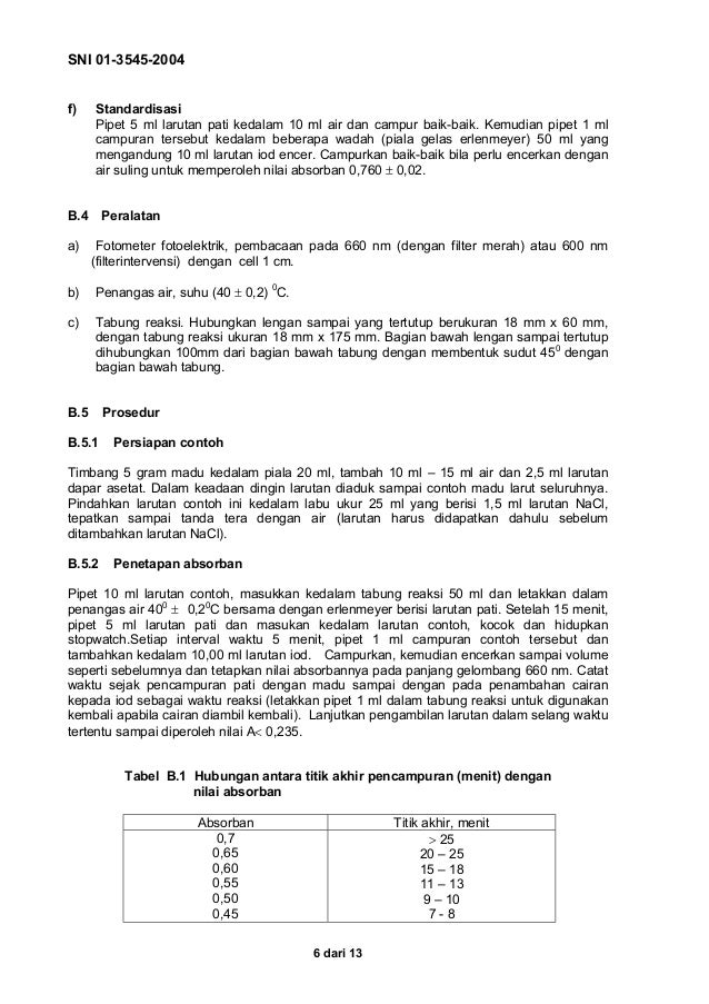 Sni 01 3545-2004 madu Sni 01 3545-2004 madu