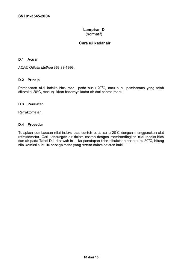 Sni 01 3545-2004 madu