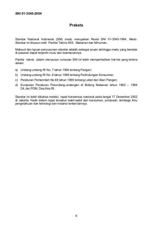 Sni 01 3545-2004 madu