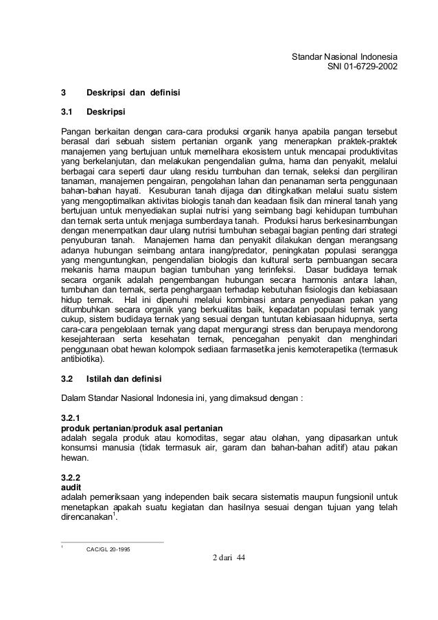SNI 01-6729-2002 : Sistem Pangan Organik