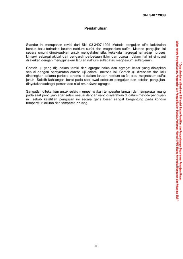 Sni 3407 2008 Cara uji sifat kekekalan agregat dengan cara 