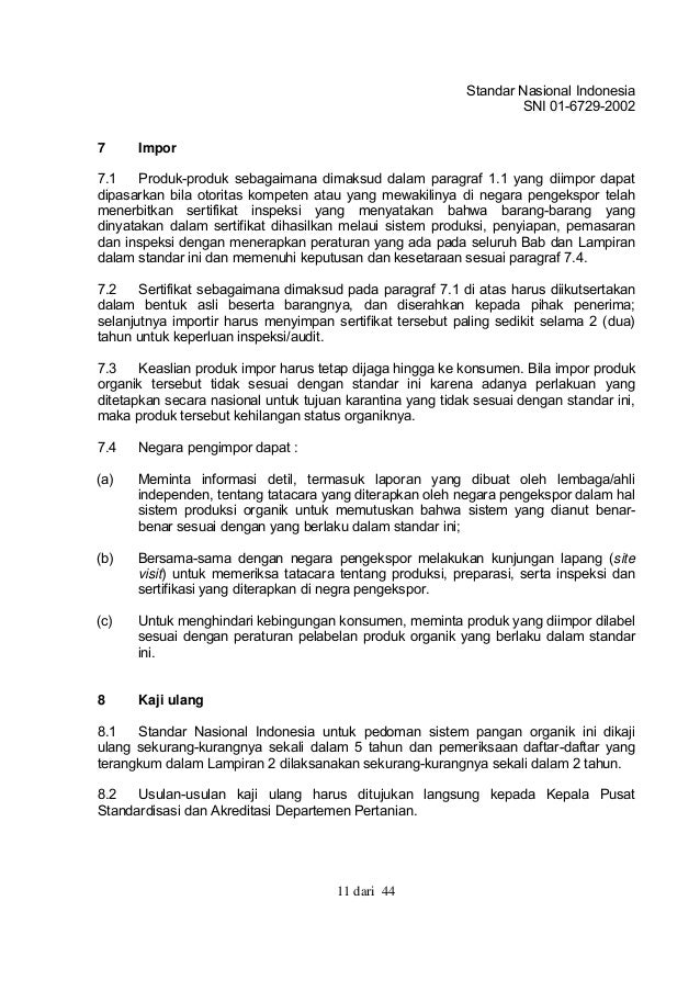 SNI Sistem Pertanian Organik SNI Sistem Pertanian Organik