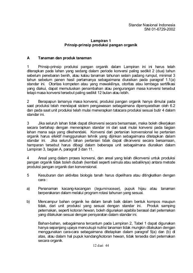 SNI Sistem Pertanian Organik SNI Sistem Pertanian Organik