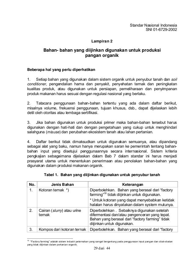 SNI Sistem Pertanian Organik SNI Sistem Pertanian Organik