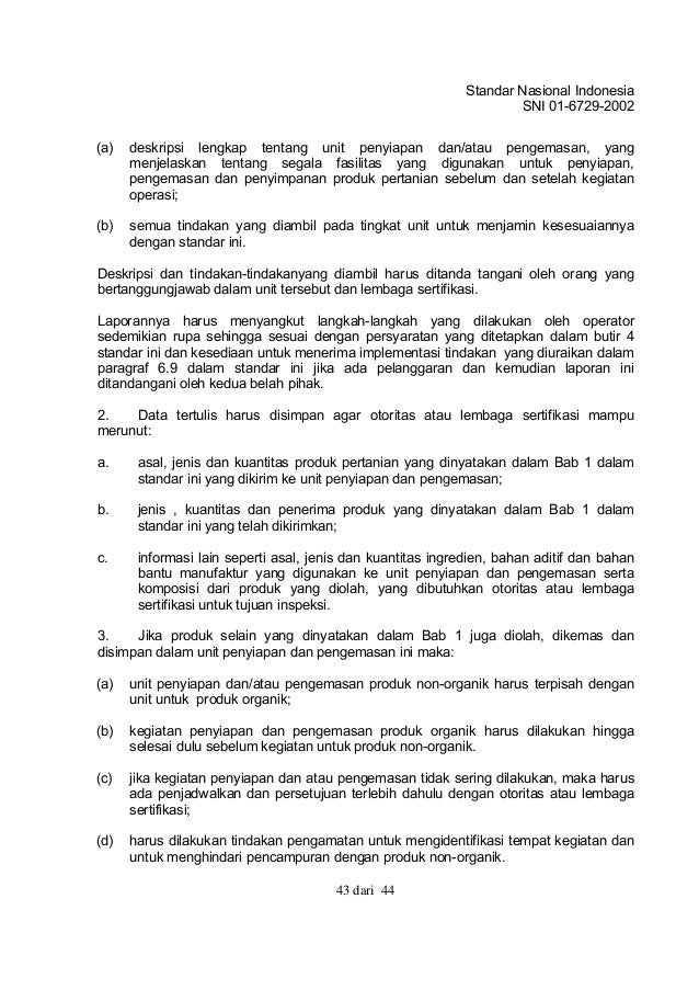 SNI Sistem Pertanian Organik SNI Sistem Pertanian Organik