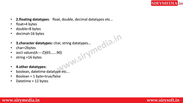 DATATYPE IN C# CSHARP.net