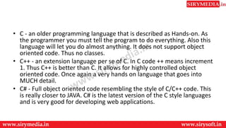 difference between c c++ c# | PPT