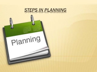 STEPS IN PLANNING
 
