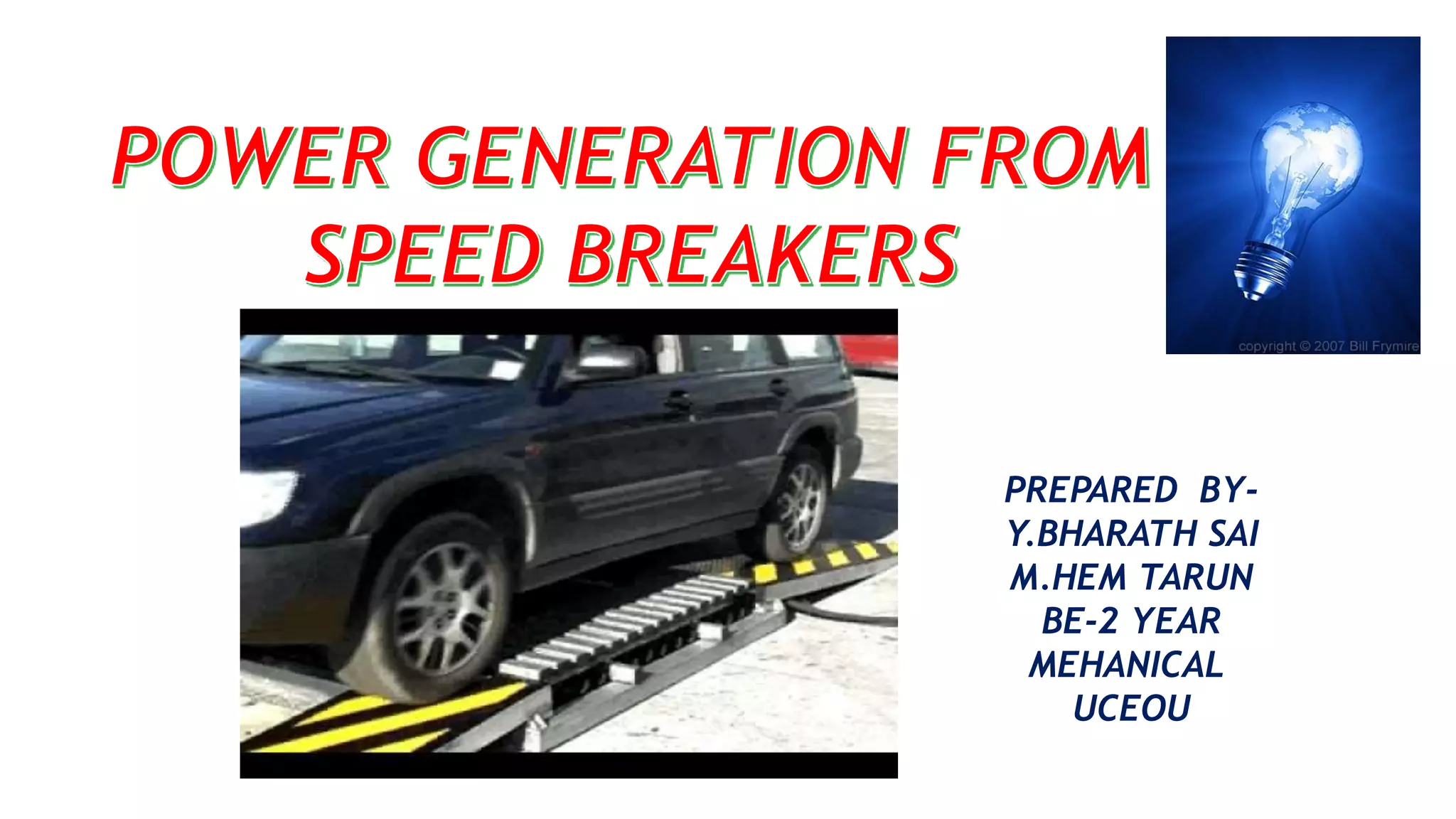 power generation from speed breaker PPT