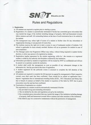 Snit rules and regulations