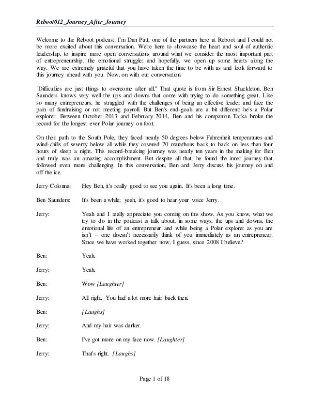 Reboot Podcast 12 Journey After Journey Mp3 Transcription