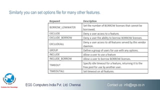 Similarly you can set options file for many other features.
 