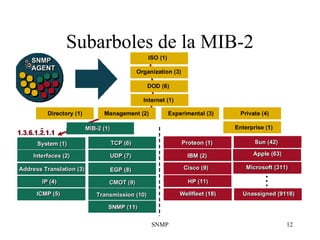SNMP 12
Subarboles de la MIB-2
 