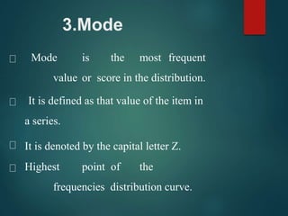 Slideshare notes about measures of central tendancy(mean,median and ...