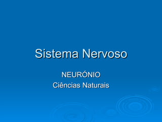Sistema Nervoso
     NEURÓNIO
  Ciências Naturais
 