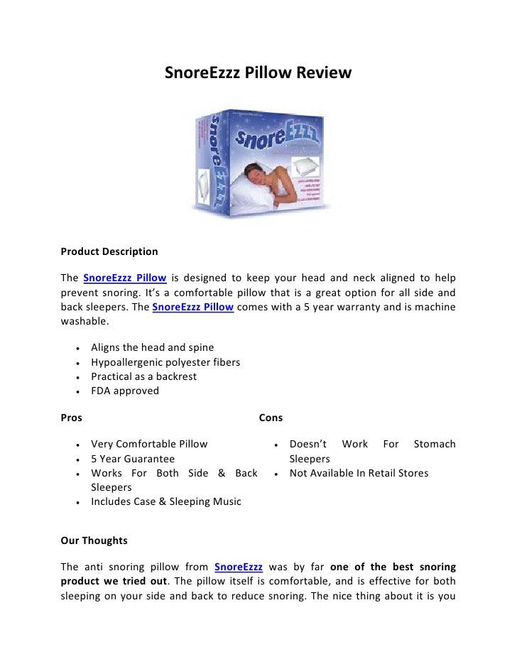 Snore ezzz pillow review