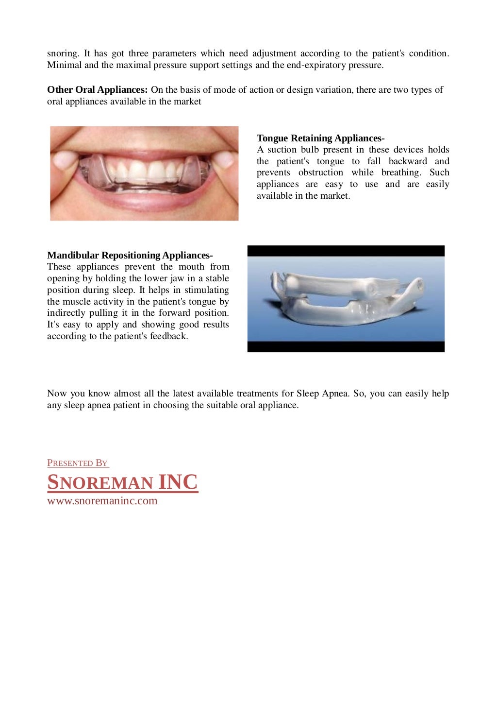 5 available oral appliances for Sleep Apnea