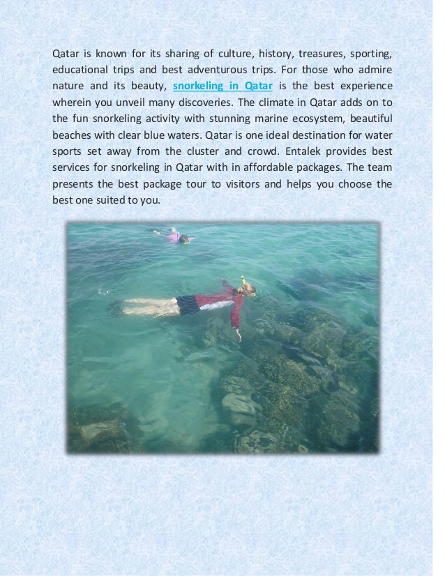 Snorkeling in Qatar Get into natural zone with Entalek