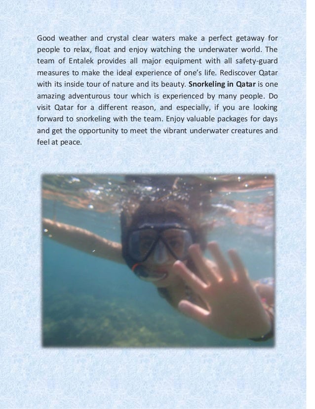 Snorkeling in Qatar Get into natural zone with Entalek
