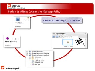 Social Collaboration 39: "Vernetzte Informationswelt“
www.dnug.de
Option 3: Widget Catalog and Desktop Policy
 