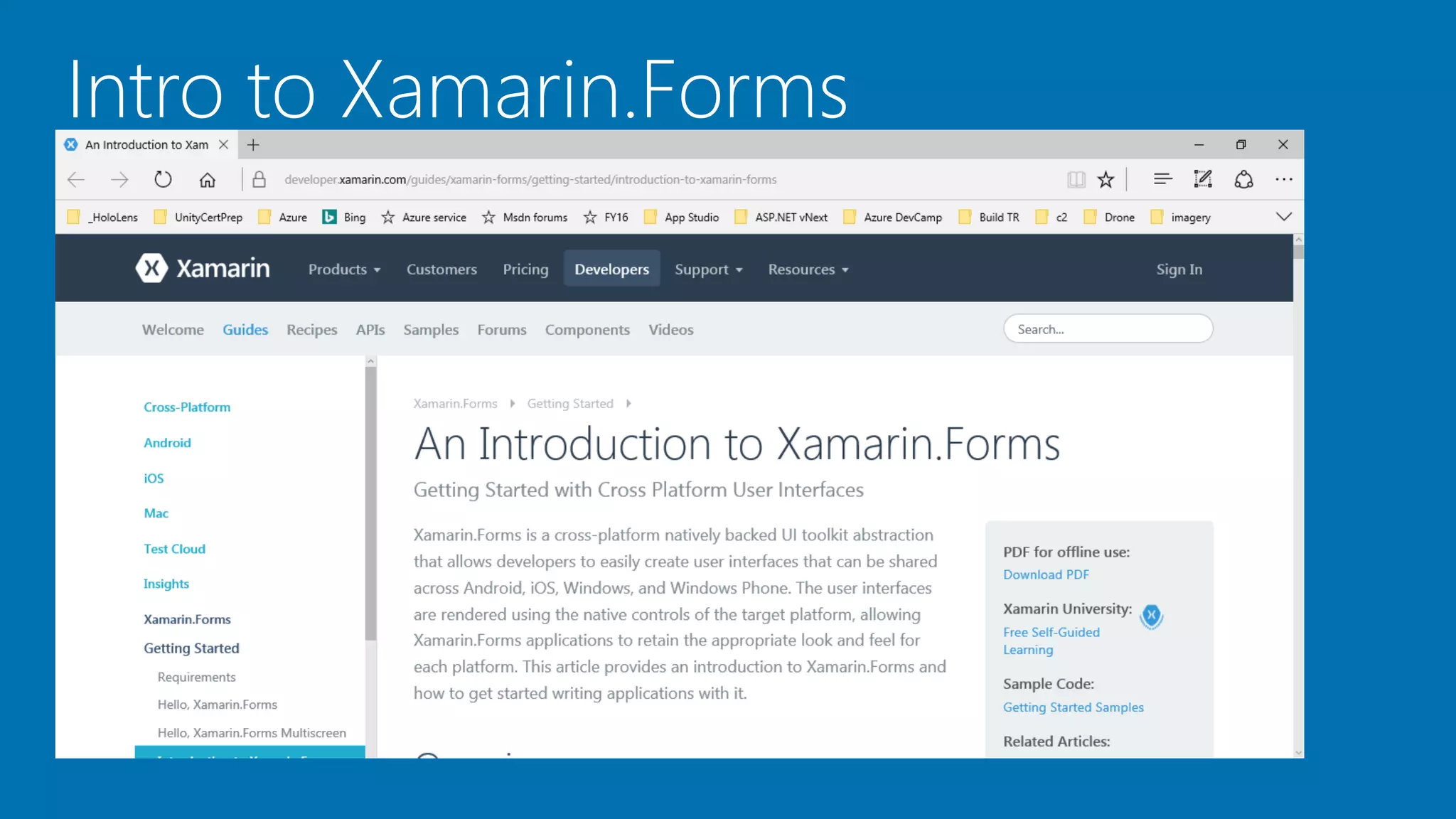 Intro to Xamarin.Forms
 