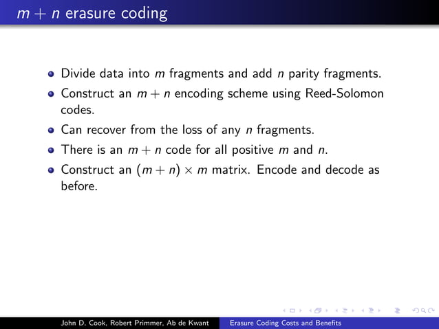 Erasure Coding Costs and Benefits | PPT