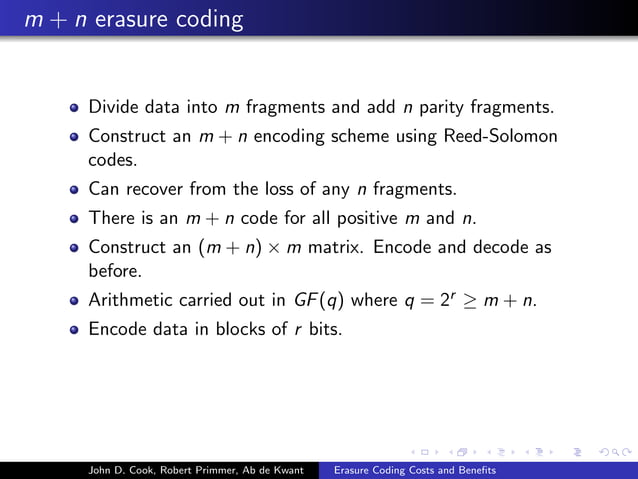 Erasure Coding Costs and Benefits | PPT