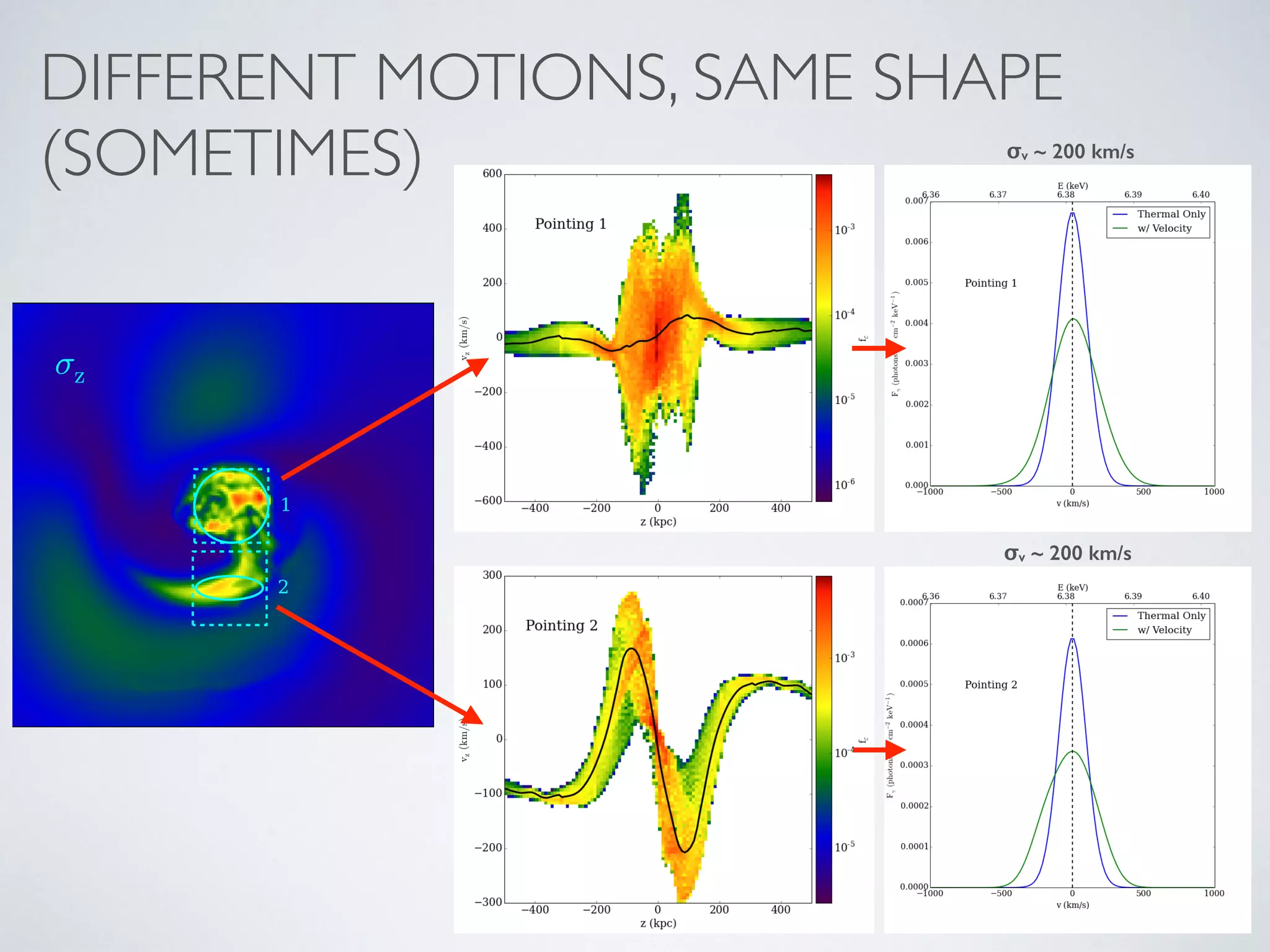 DIFFERENT MOTIONS, SAME SHAPE
(SOMETIMES) σv ~ 200 km/s
σv ~ 200 km/s
 