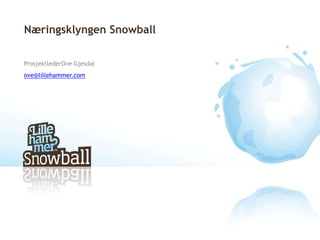 Næringsklyngen Snowball  ProsjektlederOve Gjesdal ove@lillehammer.com 