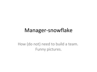 Manager-snowflake How  ( do not )  need to build a team.  Funny pictures. 