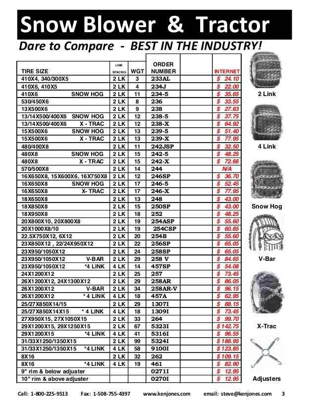 217 Snowblower & Small Tractor Tire Chain Catalog